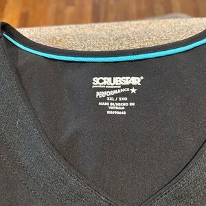 Scrubstar Black Scrub Top with Blue Accent
